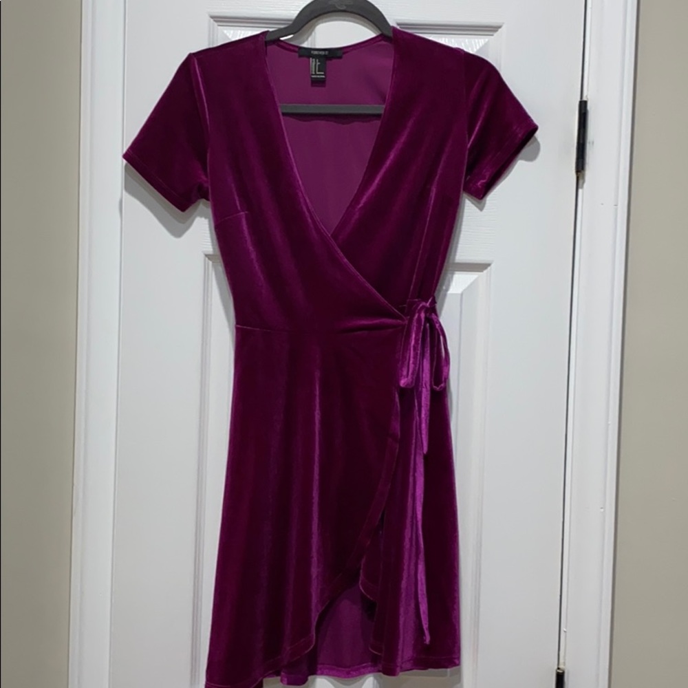 Pink/purple Velvet Forever 21 Wrap Dress